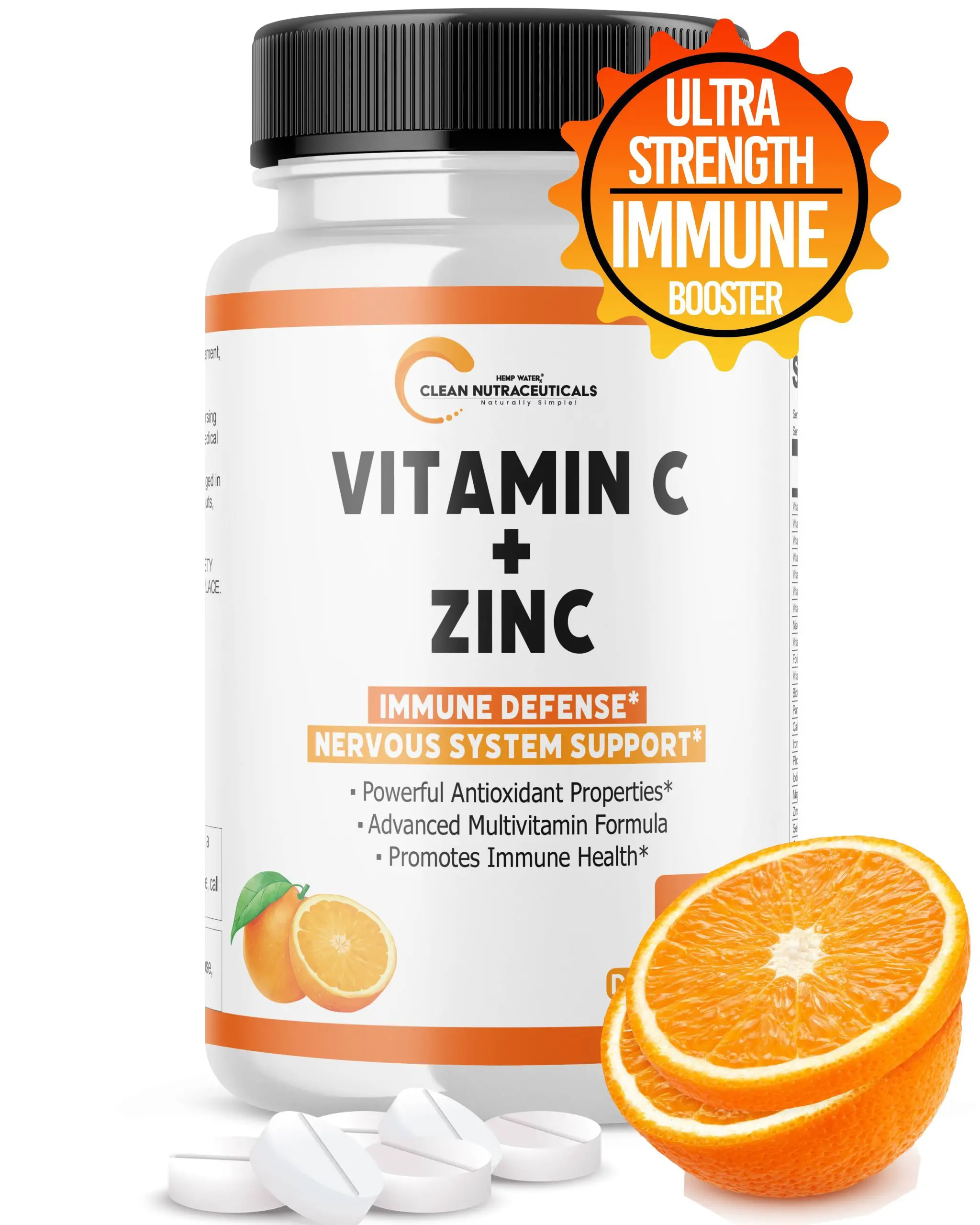 Vitamin C Zinc Immune Support Tablets for Adults Kids (Infused w/ 25 ...