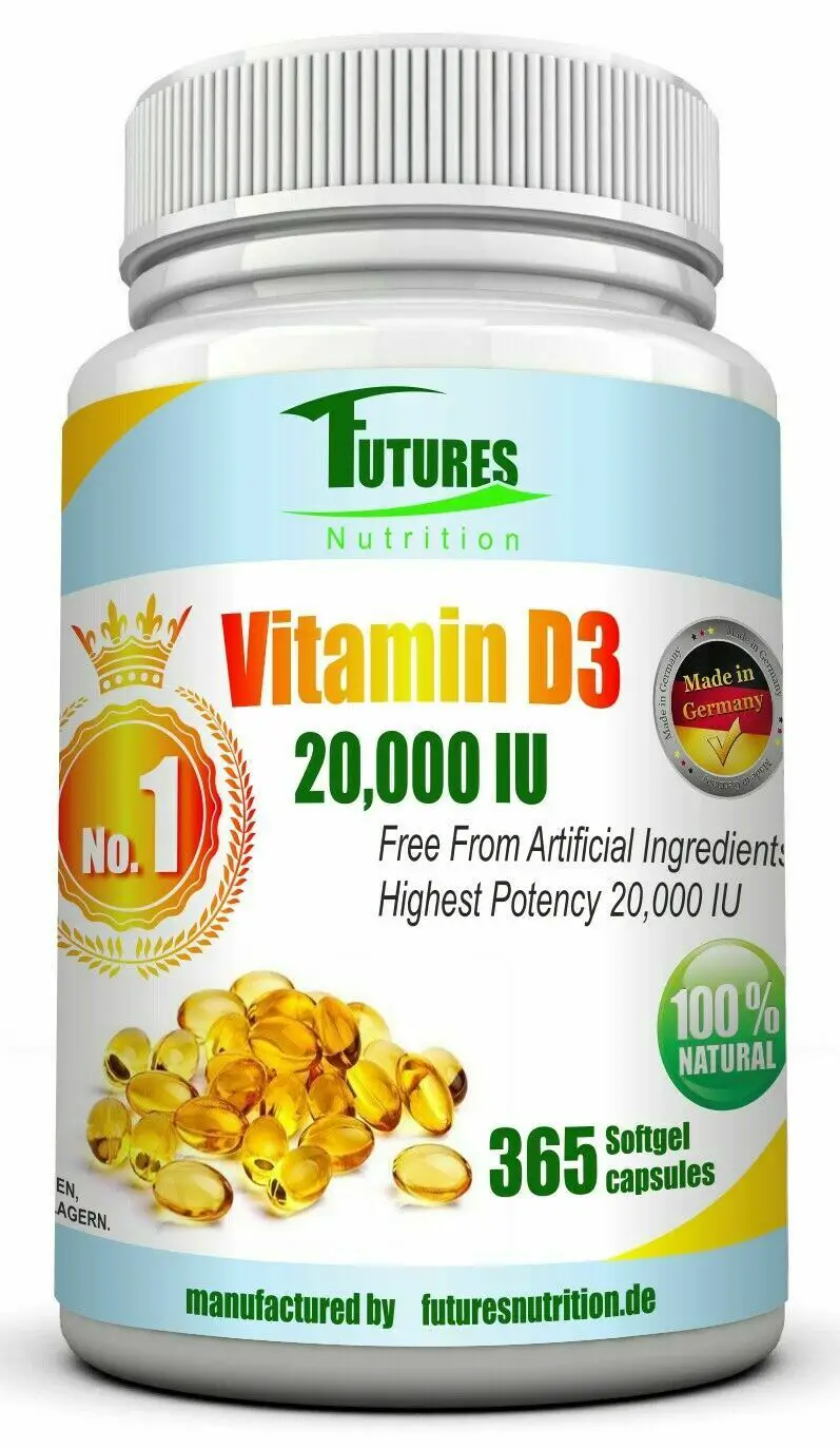 Vitamin D3 20000IU 365 Softgel Capsules High Dose Vitamin ...