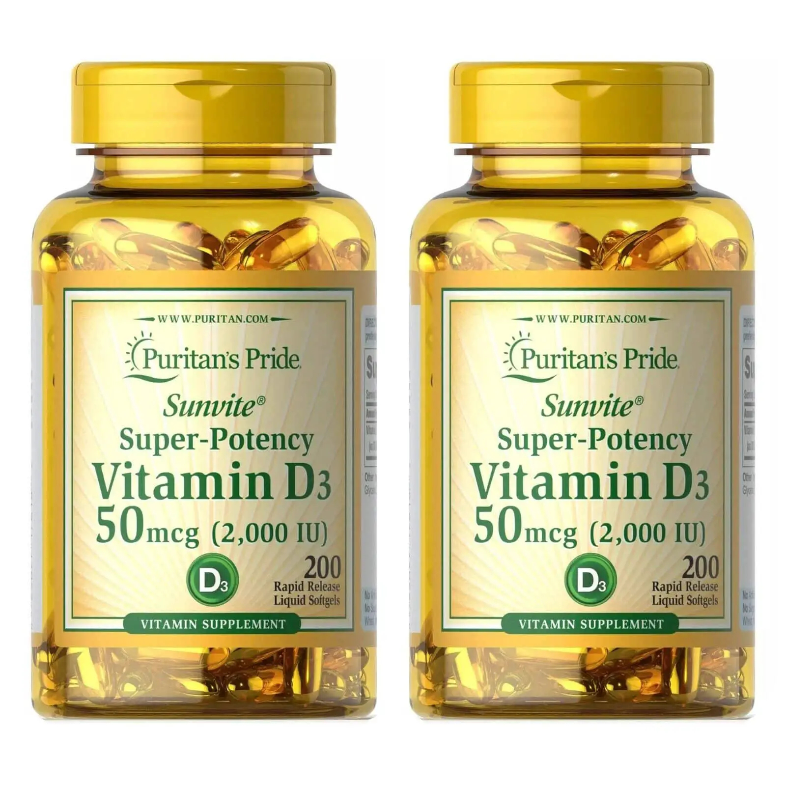 Vitamin D3 2000IU Softgels 50 mcg 2 PACK Total 400 Count for Immune ...