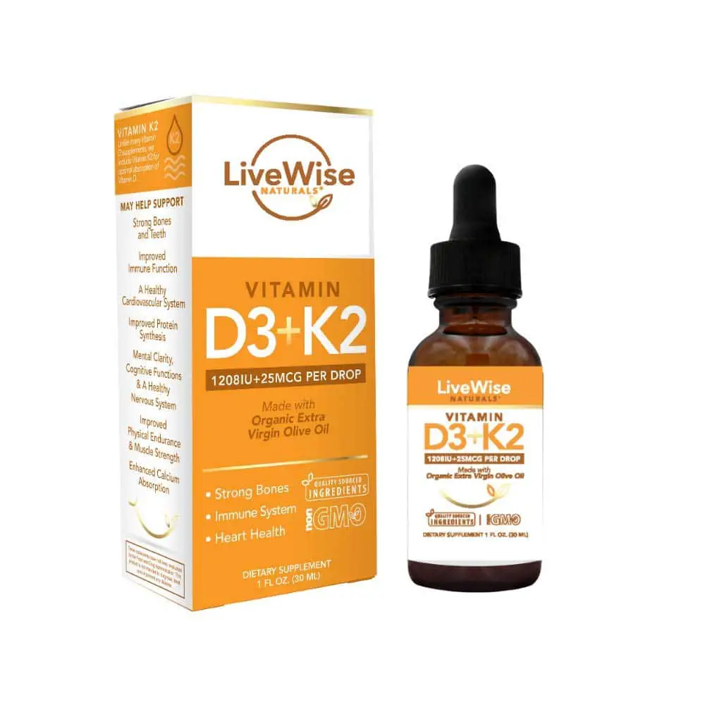 Vitamin D3 with K2 liquid drops, all natural, non