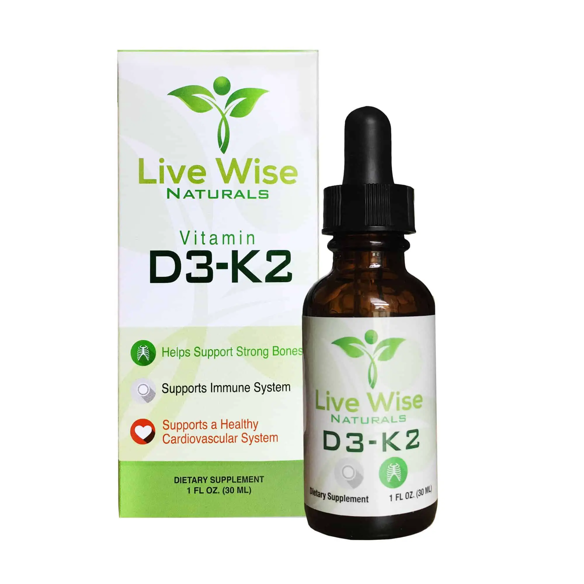 Vitamin D3 with K2 Liquid Drops for Best Absorption All Natural NON GMO ...