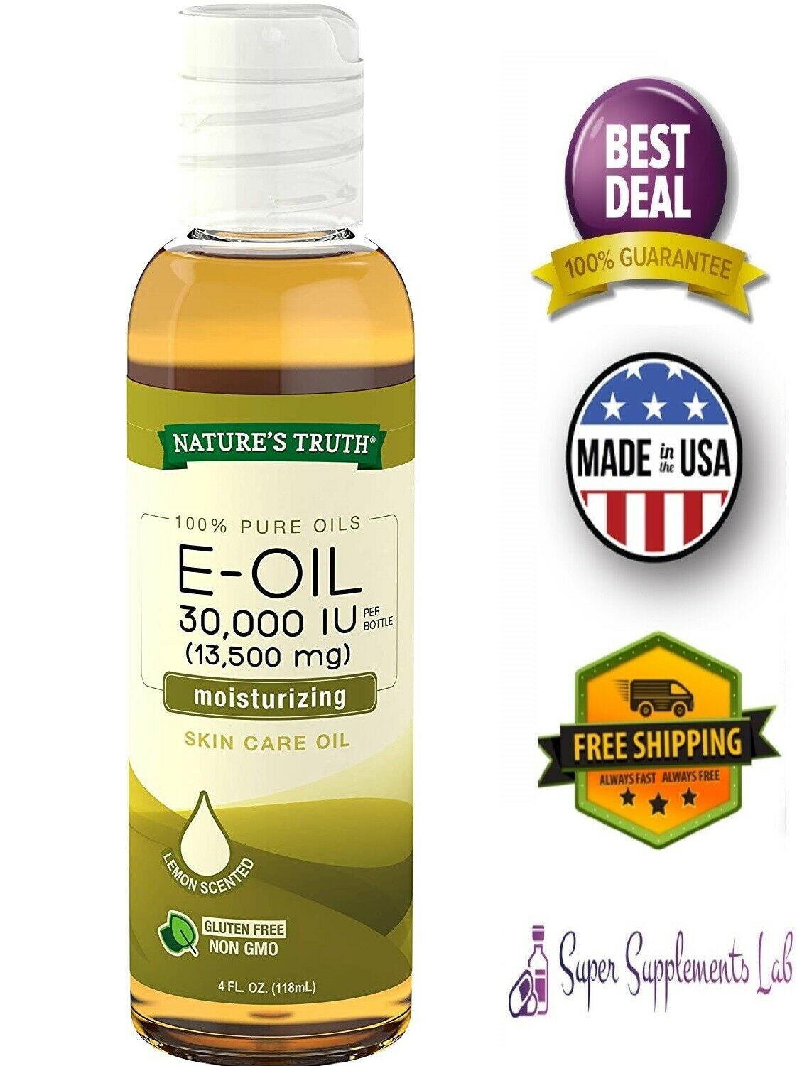 VITAMIN E OIL NATURAL Organic Blend Face Dry Skin Scars ...