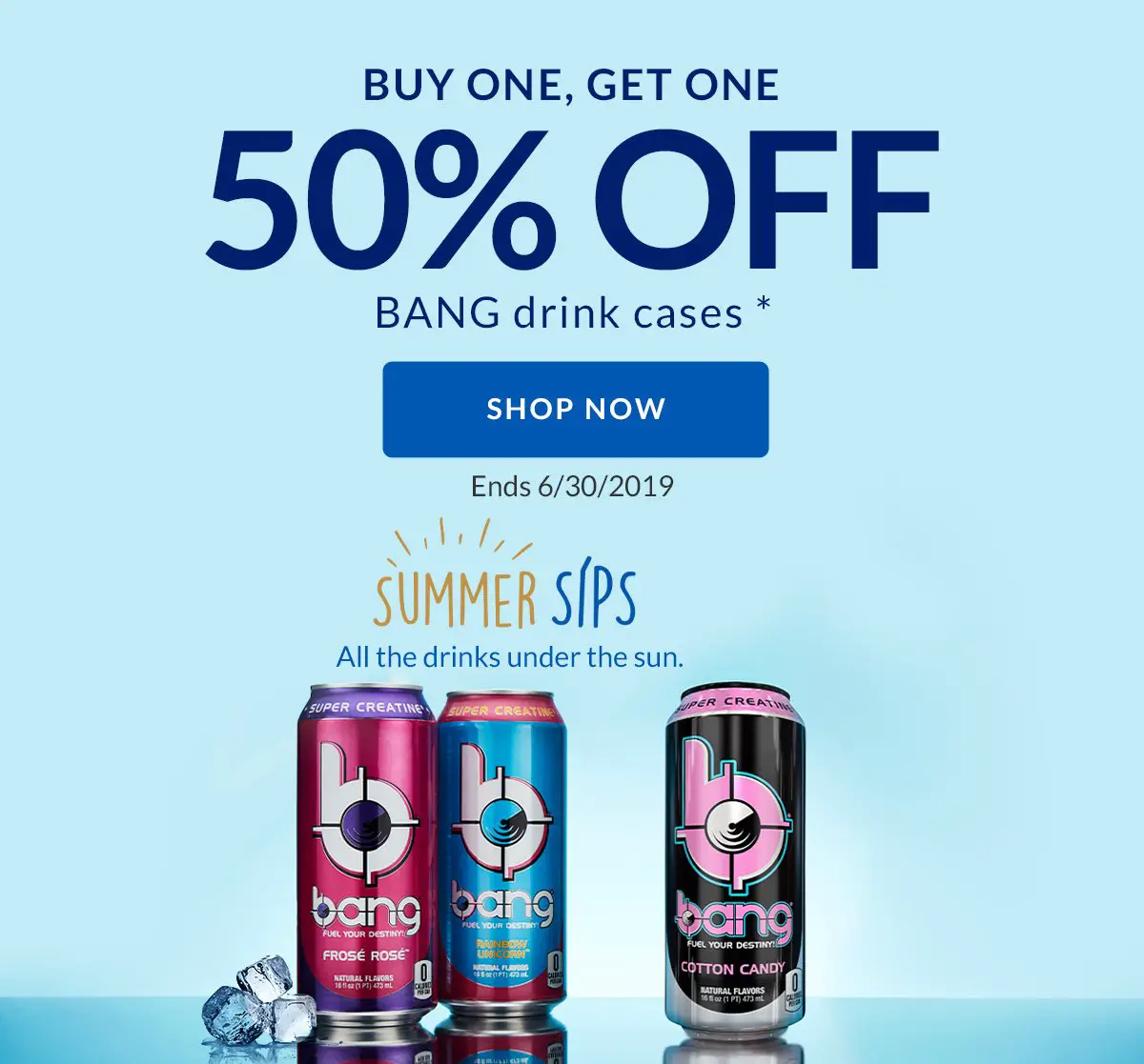 Vitamin Shoppe: Bang energy drinks + BOGO 50!