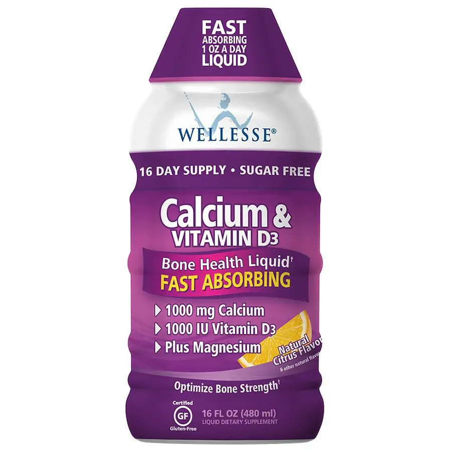 Wellesse Calcium &  Vitamin D3 Liquid Dietary Supplement Citrus